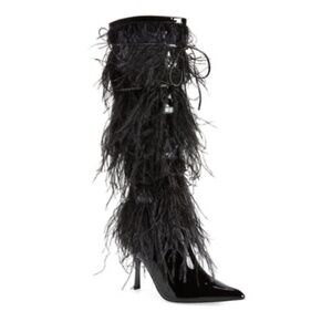 Jeffrey Campbell Shake-Ya Feather Over the Knee Boot